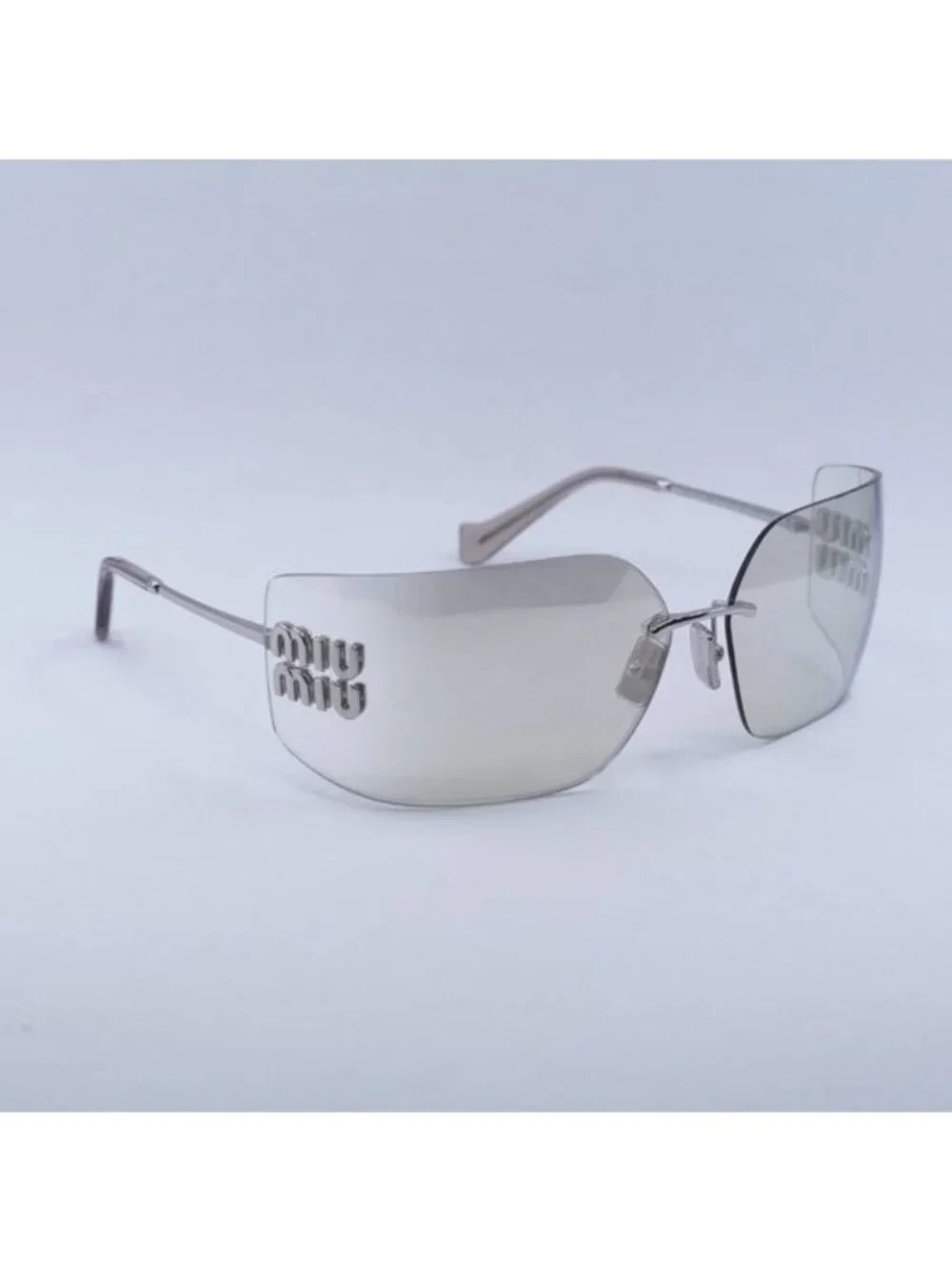 Miu Miu MU54YS 1BC10F Geometric Sunglasses - Silver/Pale Gold Mirror